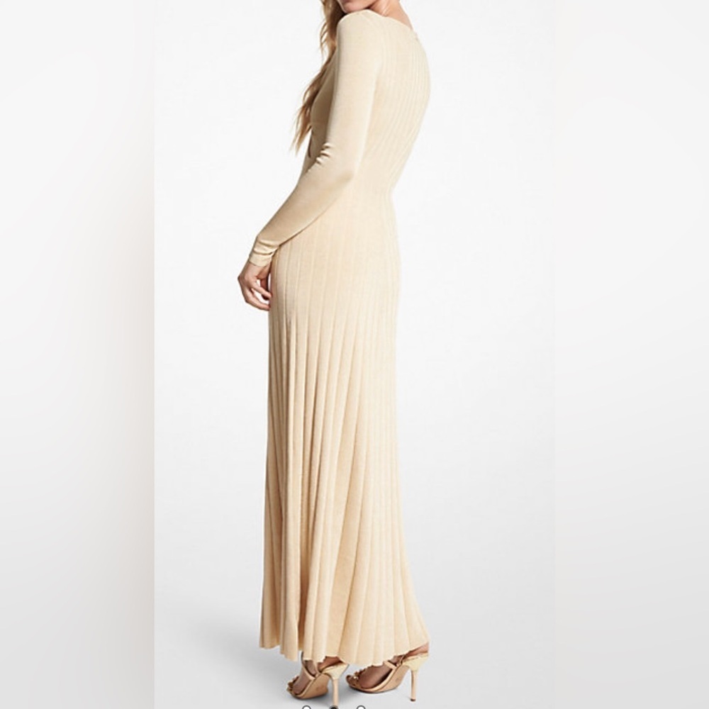 Michael Kors Gold Long Sleeve Maxi Knit Dress - Picture 7 of 11